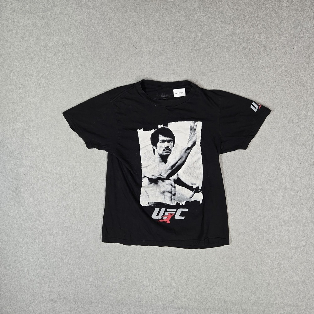 UFC Men Shirt S Black Bruce Lee Logo Graphic Print Short Sleeve Crew Neck READ